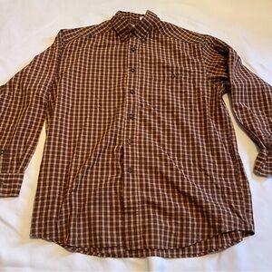 TravelSmith Brown Plaid Casual Shirt
